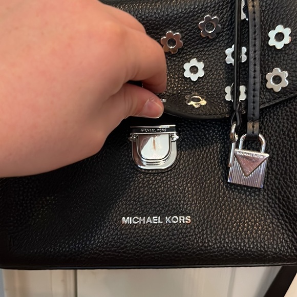 Michael Kors Bristol Flower Metal Studded Leather Crossbody - Picture 2 of 5
